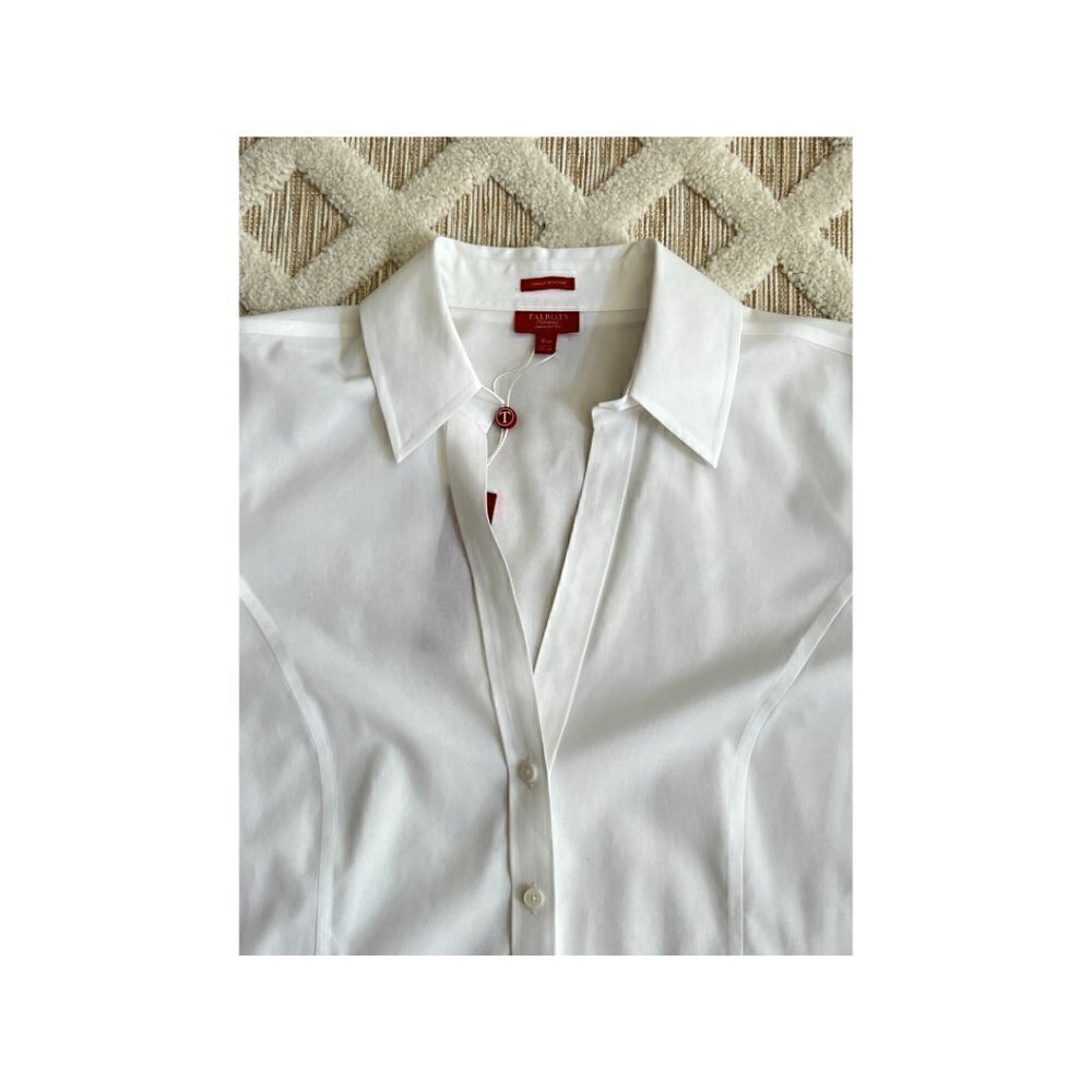 Talbots Wrinkle Resistant Blouse with 3/4 Sleeves, White, 16WP